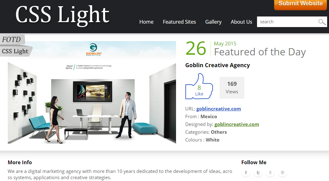 Goblin Creative, Sitio del Destacado del Día: CSS Light